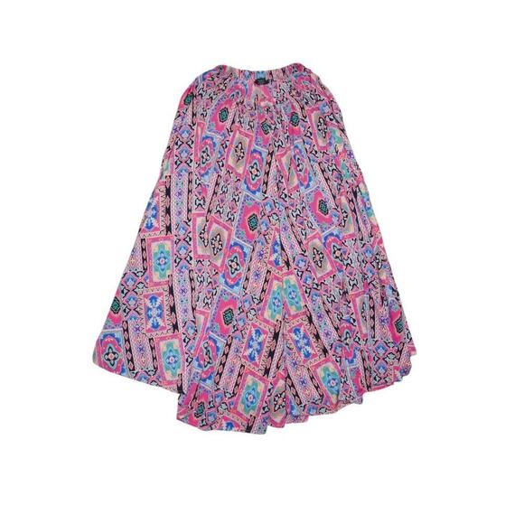 Manoukian New York Colorful Boho Patchwork Skirt – Size L – Elastic Waist – Vint - Picture 3 of 6